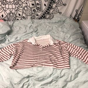 Red and burgundy striped cropped top